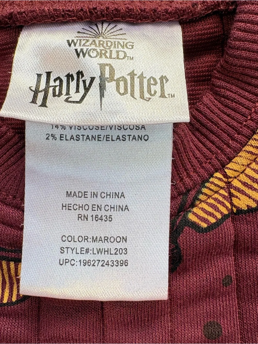 Harry Potter Kids Burgundy Print Quilted Pullover